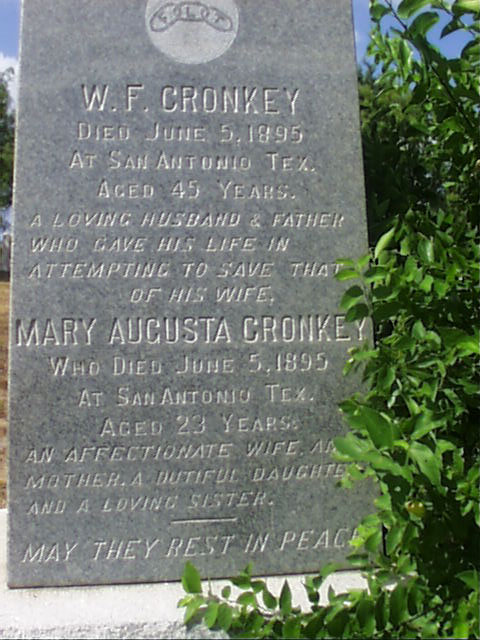 Mary Augusta Cronkey Headstone