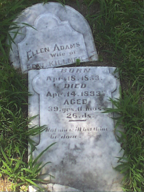 Ellen Adams Killmer Headstone