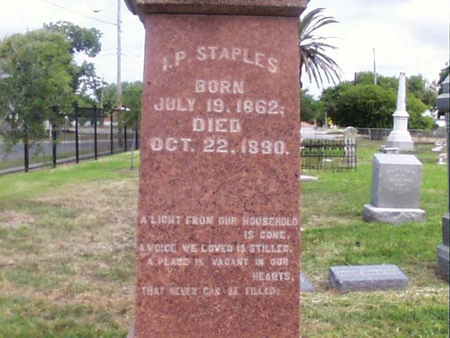 Ira Price Staples Headstone