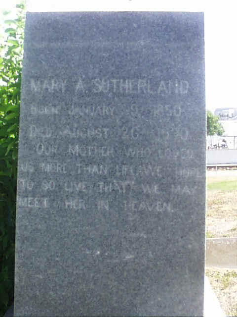 Mary A. Sutherland Headstone